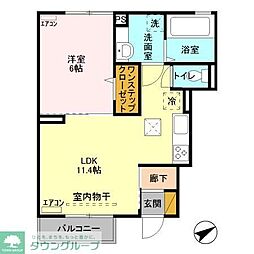 JR高崎線 北鴻巣駅 徒歩9分の賃貸アパート 1階1LDKの間取り
