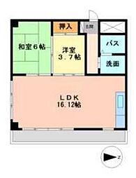 東武野田線 北大宮駅 徒歩5分の賃貸マンション 2階2LDKの間取り