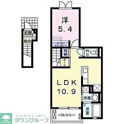 JR東北本線 白岡駅 徒歩9分の賃貸アパート 2階1LDKの間取り