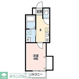 東武伊勢崎線 一ノ割駅 徒歩9分の賃貸アパート 2階1Kの間取り
