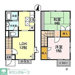 東武日光線 幸手駅 徒歩13分の賃貸アパート 2階2LDKの間取り