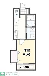 東武伊勢崎線 一ノ割駅 徒歩9分の賃貸アパート 2階1Kの間取り