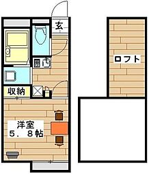 JR川越線 西大宮駅 徒歩16分の賃貸アパート 1階1Kの間取り