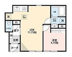 東武野田線 岩槻駅 徒歩7分の賃貸アパート 1階1LDKの間取り