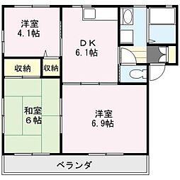 埼玉新都市交通 東宮原駅 徒歩9分の賃貸アパート 2階3DKの間取り