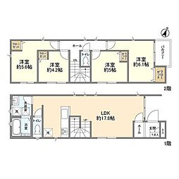 東武野田線 岩槻駅 徒歩18分の賃貸一戸建て 1階4LDKの間取り