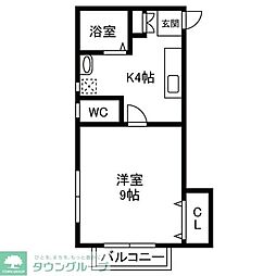 東武野田線 北大宮駅 徒歩12分の賃貸アパート 2階1Kの間取り