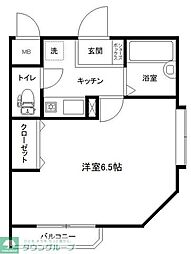 東武野田線 大和田駅 徒歩19分の賃貸マンション 3階ワンルームの間取り