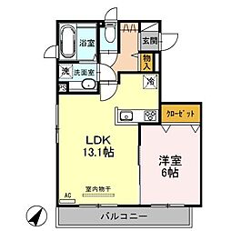 JR川越線 指扇駅 徒歩5分の賃貸アパート 3階1LDKの間取り