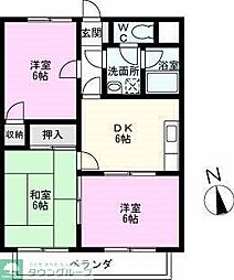 東武伊勢崎線 せんげん台駅 徒歩15分の賃貸アパート 2階3DKの間取り