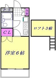 JR東北本線 東大宮駅 徒歩12分の賃貸アパート 2階1Kの間取り