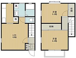JR高崎線 上尾駅 徒歩24分の賃貸テラスハウス 1階2LDKの間取り