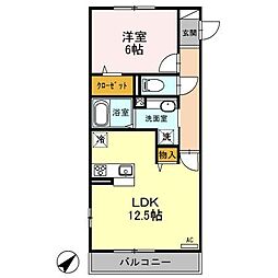 JR高崎線 上尾駅 徒歩15分の賃貸アパート 3階1LDKの間取り