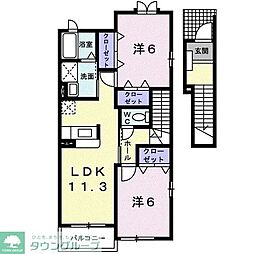 アンソレイエ3 2LDKの間取図画像