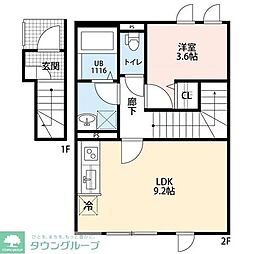 田村荘 1LDKの間取図画像