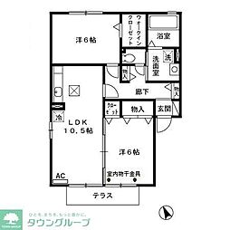 ラフィネドミール弐番館 2LDKの間取図画像