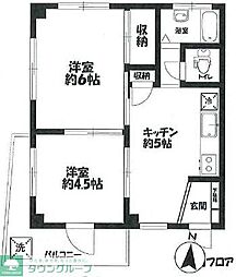 第21パークサイドマンション 2DKの間取図画像