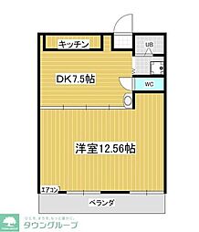 ワシミヤビル 1DKの間取図画像