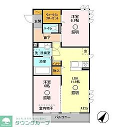 本郷の杜ラウン 2LDKの間取図画像