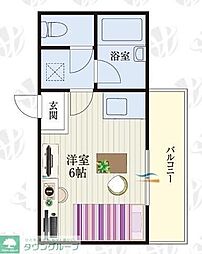b'CASA岩槻re-born ワンルームの間取図画像