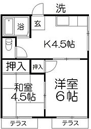 サニーコーポまさもと1 2Kの間取図画像