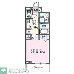 パークグレイス上尾 1Kの間取図画像