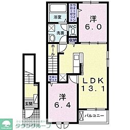 クレッセント 2LDKの間取図画像