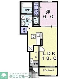クレッセント 1LDKの間取図画像