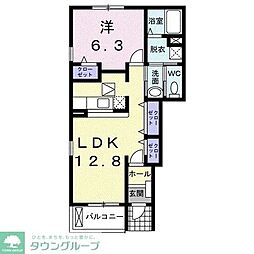 シャン・ド・フルール 1LDKの間取図画像
