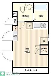 ＬｉｖｅＦｌａｔ中野鷺宮 5階ワンルームの間取り