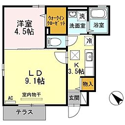 カーサ　フェリーチェ 1階1LDKの間取り