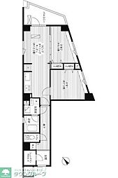 コスモリード新宿余丁町 5階2LDKの間取り