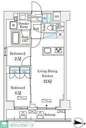 ラティエラ中野新井 7階2LDKの間取り
