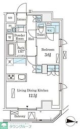 ラティエラ中野新井 1LDKの間取図画像