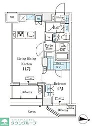 ラティエラ中野新井 8階1LDKの間取り