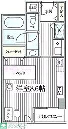 コンフォート荻窪 2階1Kの間取り