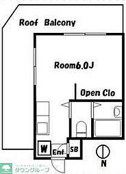 ドミールタカラ 4階ワンルームの間取り