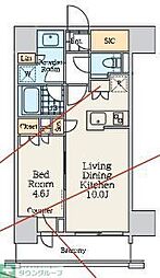 クレストコート中野富士見町 3階1LDKの間取り