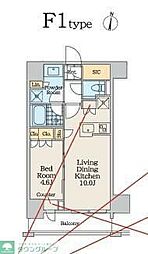 クレストコート中野富士見町 6階1LDKの間取り