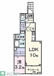 西東京市向台町5丁目アパート 1LDKの間取図画像