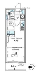 パークアクシス新宿百人町 3階1DKの間取り