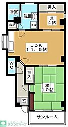 大河原ハイツ 1階1SLDKの間取り