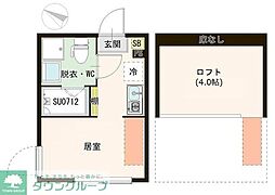 ハーモニーテラス白鷺II 2階ワンルームの間取り