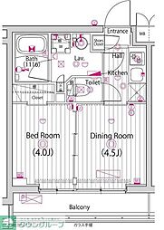 ガーラ練馬グランドステージ 4階1DKの間取り