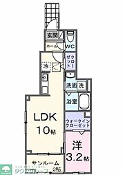 西東京市向台町5丁目アパート 1LDKの間取図画像
