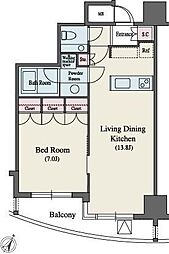 MFPR代々木タワー 1LDKの間取図画像