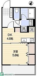 グリーンコート一の坂 1DKの間取図画像