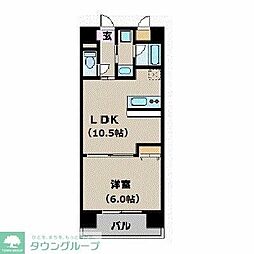 カスタリア新宿 1LDKの間取図画像