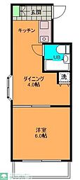 扶桑ハイツ四谷 1Kの間取図画像