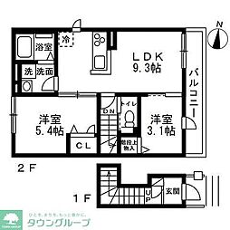 ClochetteBois(クロシェットボワ) 2DKの間取図画像
